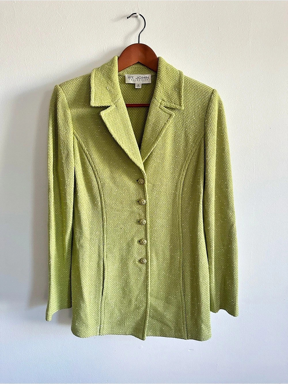 St. John Collection Knit Blazer in Green Like New Size 6